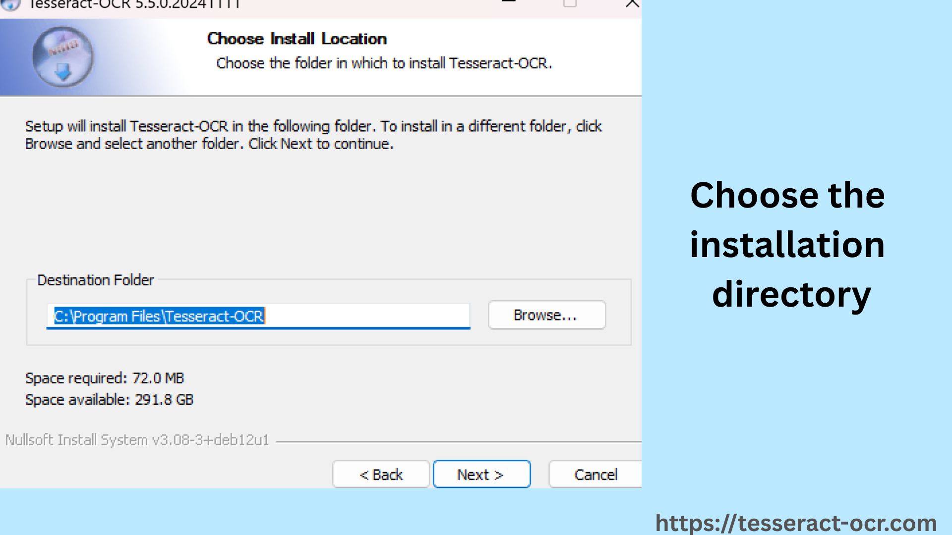 Installation directory screenshot