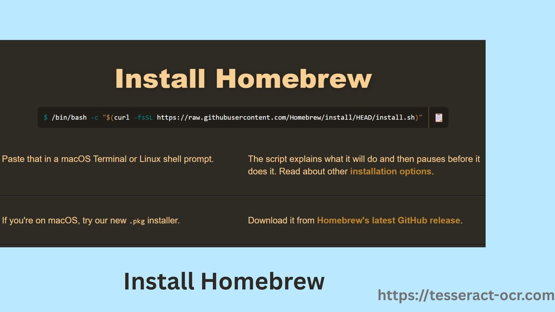 Install Homebrew screenshot